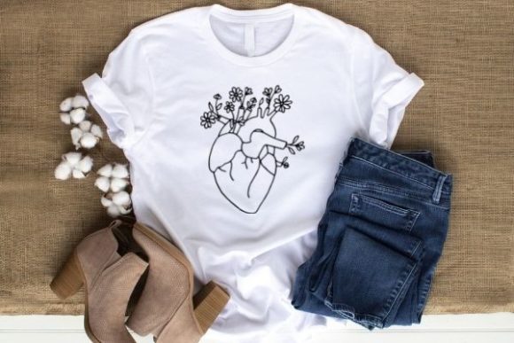 Anatomical Heart with Flowers Graphics & Illustrations