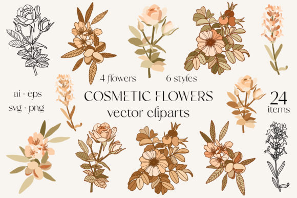 Cosmetic Flowers Vector Clipart: Graphics & Illustrations