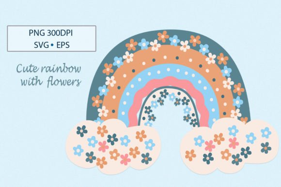 Cute Rainbow with Flowers: Graphics & Illustrations Review