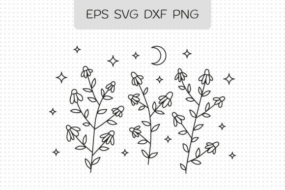 Doodle Celestial Chamomile Flowers: Graphics & Illustrations