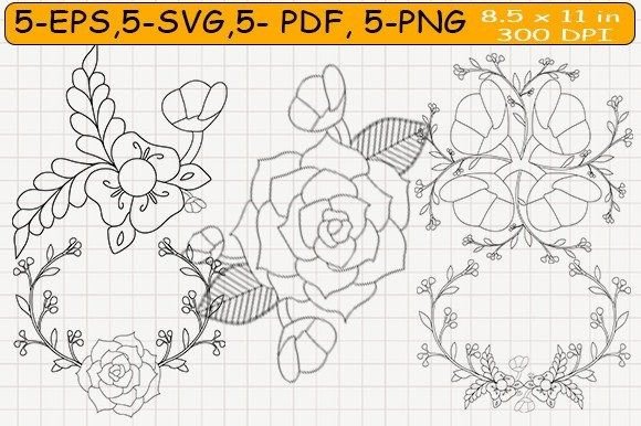 Flowers Line Art Set-1: Graphics & Illustrations