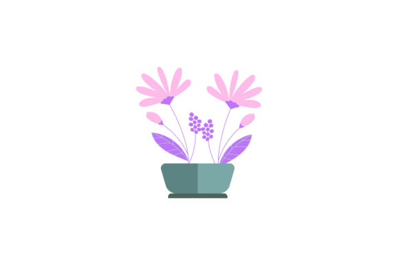 Gardening Flowers Pot Fresh Decoration Graphics and Illustrations