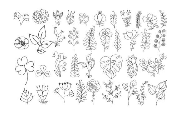 Monoline Flowers Set Boho: Graphics & Illustrations Review