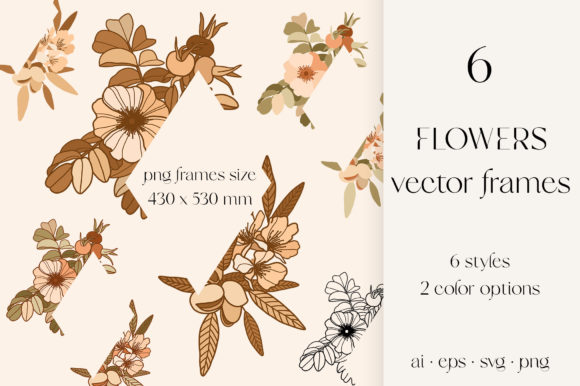 Vintage Flowers Vector Frames: Graphics & Illustrations